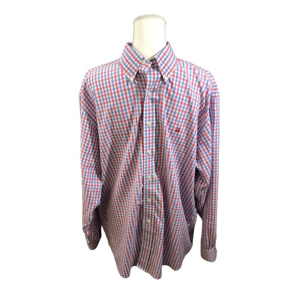 Brooks Brothers Button Down Shirt Mens Red And Blue Large 100% - Picture 1 of 8